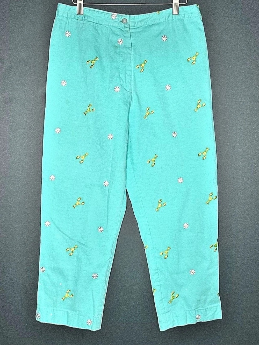Lilly Pulitzer Vintage Embroidered Ankle Pants in Turquoise Sz 8